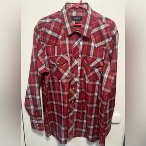 Omega Italy Red Plaid Pearl Snap Western Shirt Sz XL New Without Tags